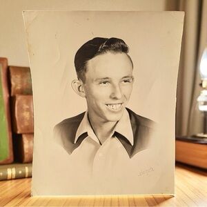 🖤 Vintage Olan Mills Studio Portrait – 1940s Sepia Photograph 🕰️ Estate Find